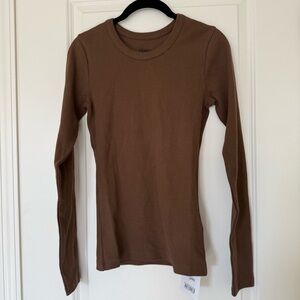 NWT Djerf Avenue Daily Long Sleeve Ribbed Top